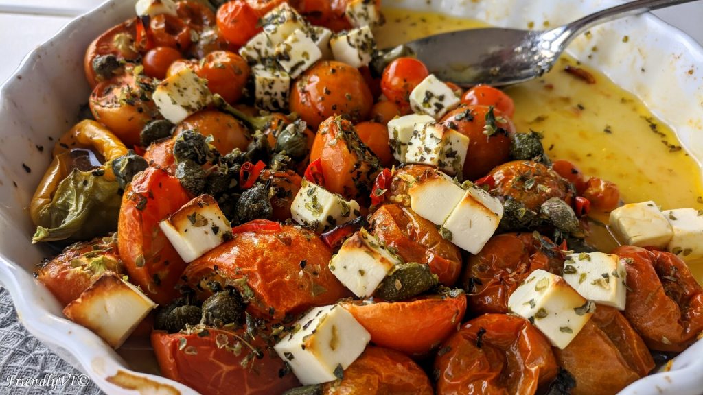 Baked Cherry Tomatoes With Feta Cheese And Capers Thyme Consuming 8828